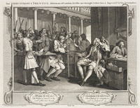 KG 15036
<br/>
The industrious prentice alderman of London, the idle one brought before him and impeched by his accomplice uit de prentenserie Industry and idleness
<br/>
<em>Hogarth, William (1697 - 1764)</em>